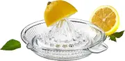 DESTALYA Lemon Squeezer Citrus Juicer | Crystal Reamer, Manual Juicer with Handle and Pour Spout | for Fresh Fruit Juice Lime Orange, Clear Glass, Hand