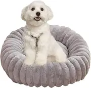Calming Donut Dog Bed | Soft Donut Dog Bed Plush Cat Bed - Round Cat Couch Washable Anti-Slip Pet Beds for Small Dogs & Small Cats
