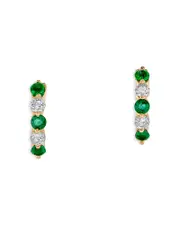 Bloomingdale's Fine Collection Emerald & Diamond Hoop Earrings in 14K Yellow Gold