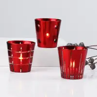 在飛比找ETMall東森購物網優惠-情人節燭臺擺件歐式創意浪漫diy香薰杯蠟燭紅色玻璃婚禮燭燈裝