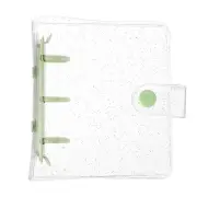 Mini Binder Cover, 4 Inch PVC 3 Ring Binder Cover with Snap Button, Green
