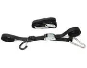 Heavy Duty Motorcycle Tie Downs Handlebar Loop Strap & Snap Hook Black/Black 25mm