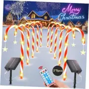 19.3in Christmas Solar Candy Cane Lights, 10 Pcs Pathway Light with Star 8