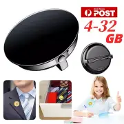 Mini Voice Recorder Spy Brooch Pin Digital Audio Dictaphone Hidden Sound Device