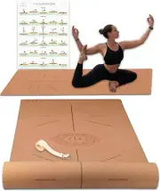 Premium Cork Yoga Mat - Always Stays Flat - Non Toxic Yoga Mat - Natural Cork &