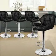 4x ALFORDSON Bar Stools Gas Lift Black
