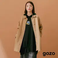 在飛比找蝦皮商城優惠-【gozo】➤率性印花長版風衣(粉色/卡其_F)｜女裝 百搭