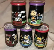 COMPLETE 5 WELCH'S PEANUTS Jelly JARS CHARLIE BROWN SNOOPY LINUS w/LIDS UNOPENED