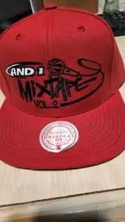 And1 Mixtape Vol.2 Red Snapback Hat Mitchell & Ness And One Skip 2 My Lou Cap