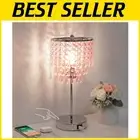 Art Deco Dimmable Crystal Lamp with USB and Pink Shade for Modern Living