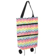 Folding Shopping Bag with Wheels 66lb Reusable Collapsible Grocery Cart Colorful
