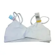 NWT Hanes 2-Pack Tagless Seamless Training Bra Girls Sz S White Pull-On Soft Cup