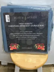 Christmas Ornament Storage Box Container w Adjustable Dividers-Blue-New
