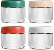 IGGDOQI 4 Pack Overnight Oats Container Jar with Screw Lid, 10 oz Airtight Glass Meal Prep Containers for Baby Food Storage, Salad, Spice, Snacks, Sauce, Cereal, Milk, Vegetable, Fruit