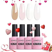 AIMEILI Pink White Neutral Skin Gel Nail Polish Soak Off U V LED French Manicure DIY Salon Home Women Girls Kit Set Of 4pcs X 10ml - Kit Set 25 Cruelty-free & Vegan