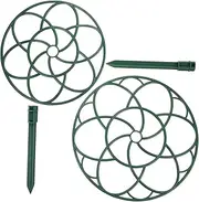 BESPORTBLE 2Pcs Peony Cage Plant Support Stake Grow Through Grid Plant Brace Sunflower Flower Support Rings Hoops 28CM for Outdoor Plants Heavy Blossoms