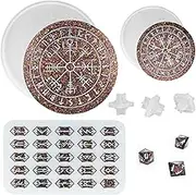 ResinWorld Viking Rune Set Mold for Resin - Divination Compass, Coaster Tray, and Dice Silicone Molds