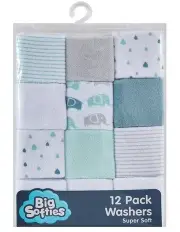 [Big Softies] Terry Towelling Washers 12 Pack in Blue
