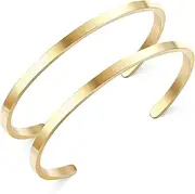 [Kakonia] 2 Pcs Gold Thin Cuff Bracelet for Him and Her 18K Gold Plated Twisted Couple Bracelets Simple Delicate Adjustable Cuff Bangle Bracelet for Women Men Couple Valentine's Day Mothers Day Gifts