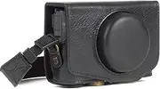 [MegaGear] MG1176 Canon PowerShot SX740 HS, SX730 HS Ever Ready Genuine Leather Camera Case with Strap - Black