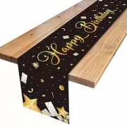 Happy Birthday Table Runners, Black and Gold Birthday Table Runner Black Gold