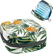 Sanitary Napkin Storage Bag,Period Bag,Fruit Tropical Leaves Pineapple,Sanitary Bags for Feminine Products