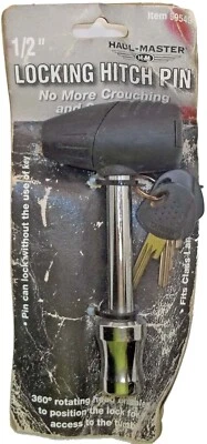 NEW HAUL MASTER 1/2" LOCKING HITCH PIN FOR CLASS I & II RECEIVERS WITH 2 KEYS