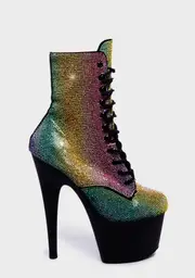 [Pleaser] Adore-1020 Rhinestone Stiletto Boots - Rainbow