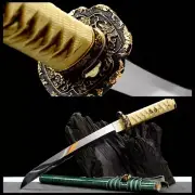 Mirror Blade Carbon Steel Japanese Samurai Tanto Brass Mini Knife Sword Full Tan