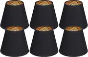 Chandelier Shades Lamp Shades Set of 6, Modern Small Lamp Cover Bell Lamp Shades That Clip on The Bulb Black for Floor Chandelier Pendant Light Replacement