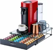 Elegant Coffee Pod Storage with Tempered Glass for 50 Nespresso Capsules