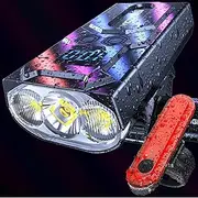Victagen Bike Lights 8000 Lumen Bike Lights for Night Riding, 3 Cree LED Bike Headlight, Super Bright Bicycle Light with High Beam & Low Beam Light, TypeC Bike Headlight Rechargeable, Free Taillights