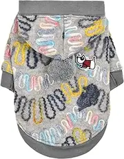 [Puppia] Rory Cute Winter Hooded Fleece Shirts with Integrated Harness for Small and Medium Dogs, Melange Grey, Medium