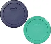 Pyrex (1) 7202-PC 1 Cup Blue Round Lid and (1) 7202-PC 1 Cup Green Round Lid