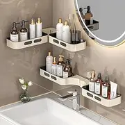 Slotlien 180°Rotation Corner Shower Caddy, 2 Pack Adhesive Organizer Shelves, No Drilling Wall Mounted Rack, Removable For Cleaning, Shower Shampoo Holder, Bathroom Shelf Storage Organiser (Beige)