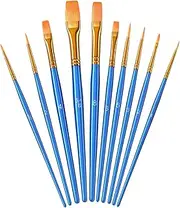 Paint Brush Set, Heartybay 10Pcs Paint Brushes for Acrylic Painting, Water Color Paintbrushes, Kids Easter Egg Painting Brush, Halloween Face Paint Brush, Round Pointed Tip Detail Small Brush