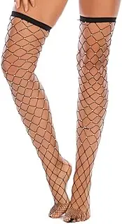 [Generic] Women's Sexy Sparkly Thigh High Stockings Glitter Rhinestone Neon Fishnets Jeweled Fishnet Tights Party Pantyhose