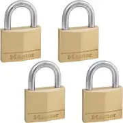 140Q Solid Keyed Alike Padlocks, 4 Pack, Brass, Silver