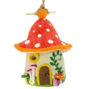 DZI Handmade - Fungi Mushroom House Wild Woolies Felt Birdhouse (484095)