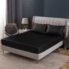 Black Satin Fitted Sheet Queen Size, Deep Pocket, Luxury & Ultra Soft Bedding