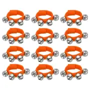 12 Pcs Wrist Bells, Jingle Bells Christmas Hand Bells with 4 Bells Orange