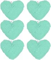 uxcell 6-Pack Heart Shape Faux Fur Pom Poms, 1.2 Inch/ 3.9 cm Soft Fluffy Pompoms Balls Faux Rabbit Fur with Elastic Loop for Hats/Bags/Keychains/Knitting/DIY Crafts [Bright Green]