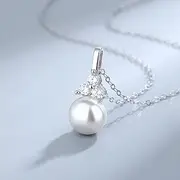 [MBETA] Women's Sterling Silver Short Pearl Necklace Light Luxury and Simplicity French Classic Style Necklace