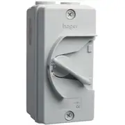 Hager JG240IN Isolator, Weatherproof, Hoseproof, IP66, Surface Mount, 2 Pole, 40A, 415V, Plastic, Grey
