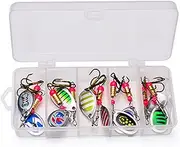 Spinning Baits for Bass Fishing, Trout Fishing Lures - Glitter Spinning Baits for Trout, 10X Metal Spinner Bait Fishing Equipment, Trout Lures with Tackle Box, Fishing Kit