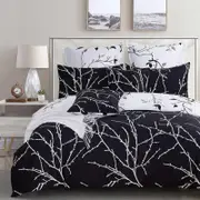 Fabric Fantastic Tree Reversible Queen Size Black Quilt/doona/duvet Cover Set