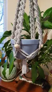 Macrame Plant Hanger Twisted Cord Beads 24" Long