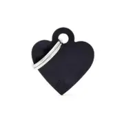 My Family Basic Heart Pet Tag Black Small | For Dogs/Cats