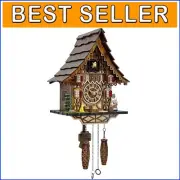 Vintage Handcrafted Wooden Cuckoo Clock with Adjustable Volume and Night Mode