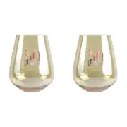 2PK 30th Birthday 13cm/600ml Stemless Wine Glass Cocktail Cup w/ Rose Gold Decal